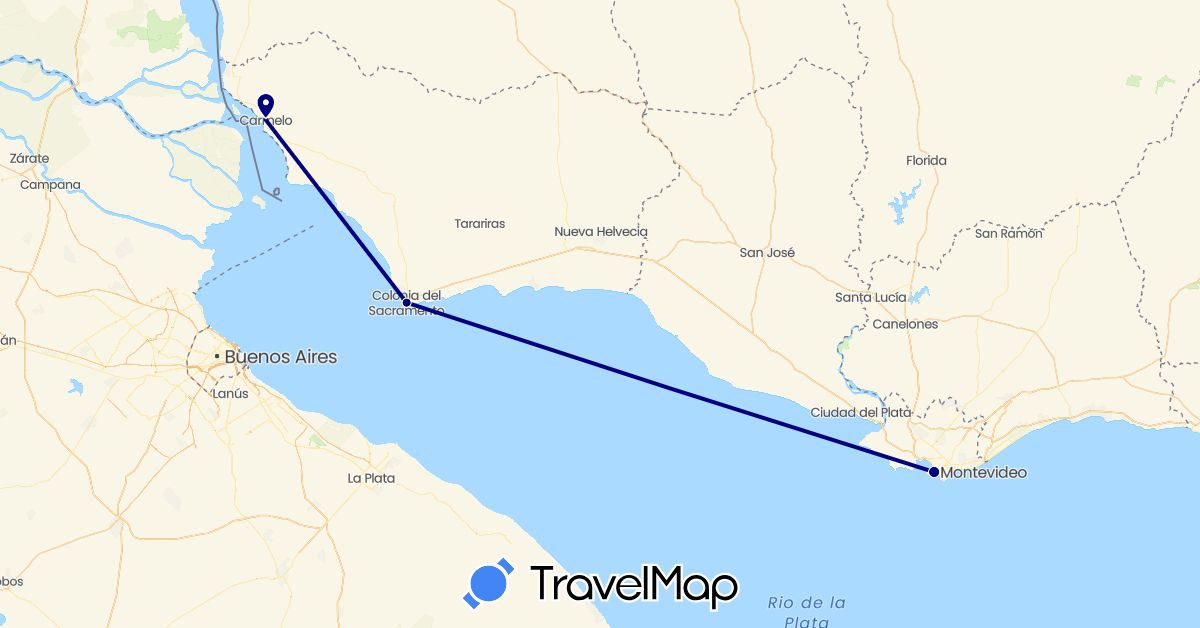 TravelMap itinerary: driving in Uruguay (South America)